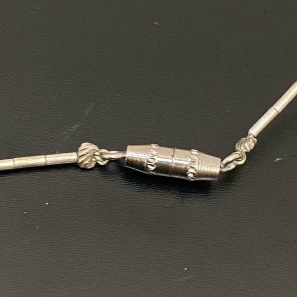 Vintage Unsigned Southwestern Silver & Turquoise Tube Beads 15” Necklace 4g - Picture 9 of 11